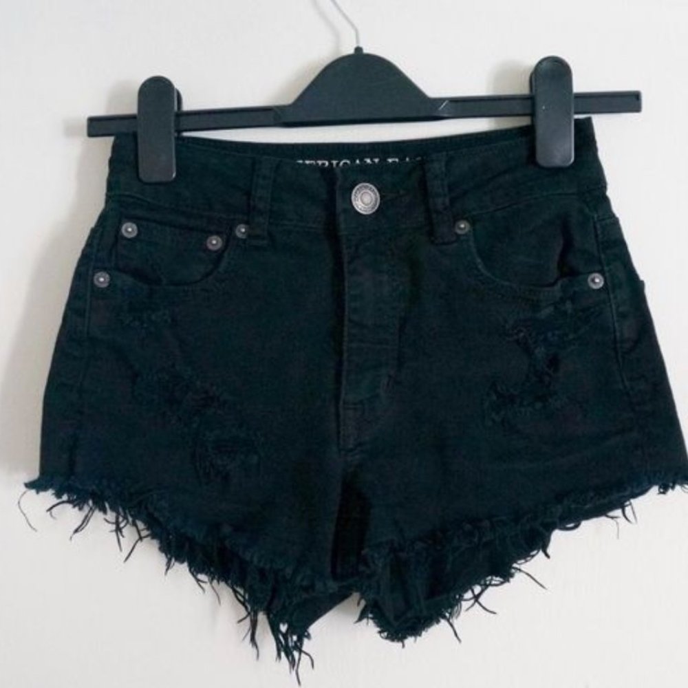 American Eagle Outfitters Black Ripped Jean Shorts